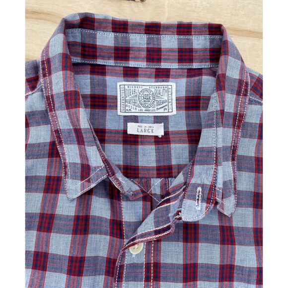 Lucky Brand‎ Shirt Short Sleeve Men’s Plaid Cotton Multi-Color Sz. L Casual - Picture 3 of 6